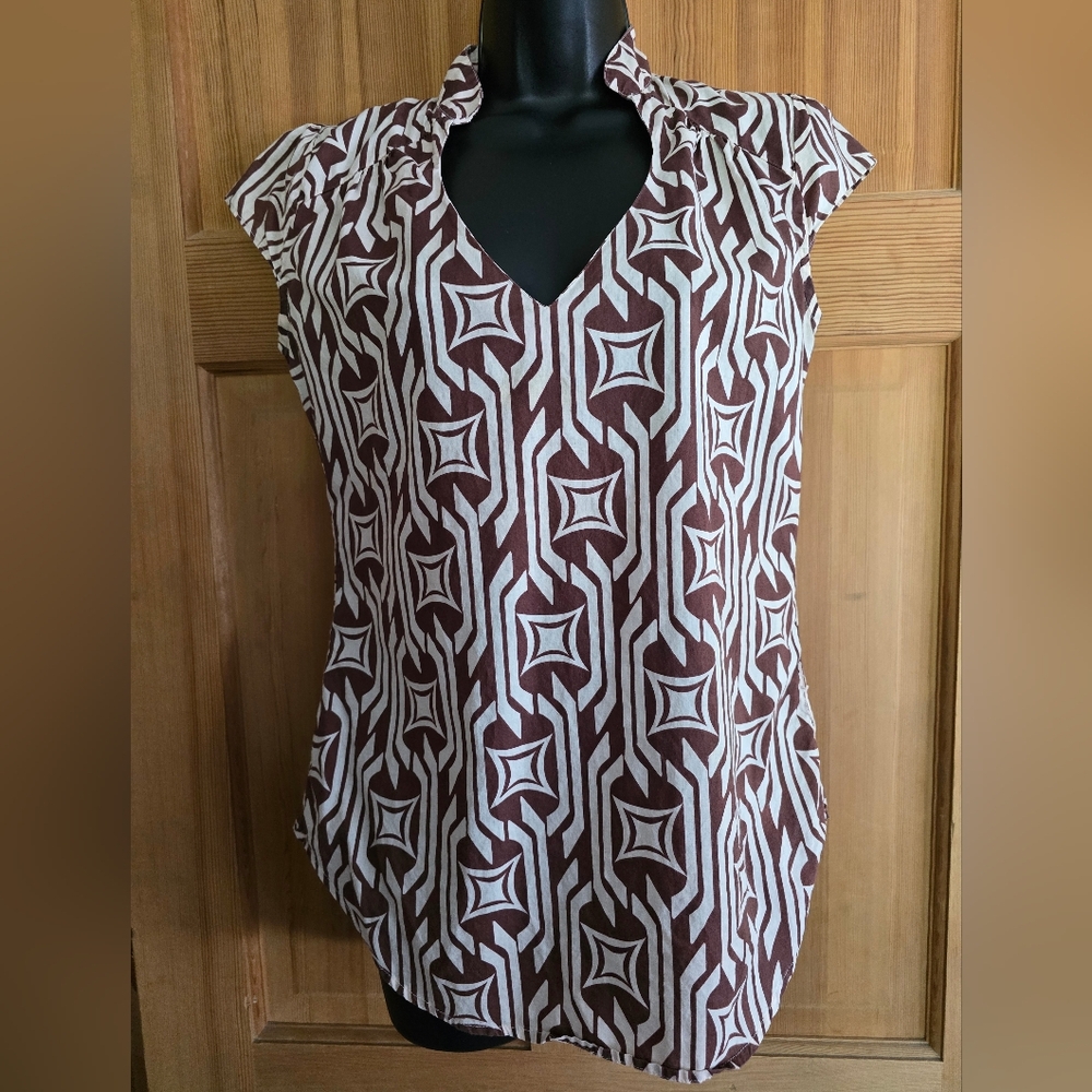 dELiA*s Y2K Graphic Brown and White Cap Sleeve Blouse - Picture 2 of 7